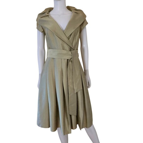 Jessica Howard Elegant Pleated Party Evening Tie Waist Dress - Picture 3 of 12